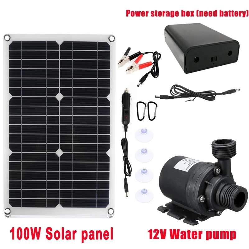 100W Solar Water Pump Brushless Solar Panel Fish Water Pool Kit 18V Garden Decoration Pool Powered Fountain Pond pum Aquarium