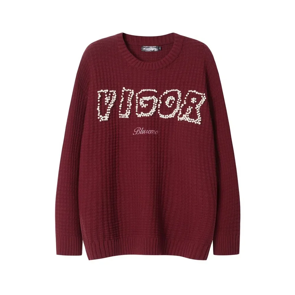 Design Waffle Letters Oversize Goth Sweaters for Women Men Gothic Y2k Streetwear Couple Winter Clothes Pullover Knitwears