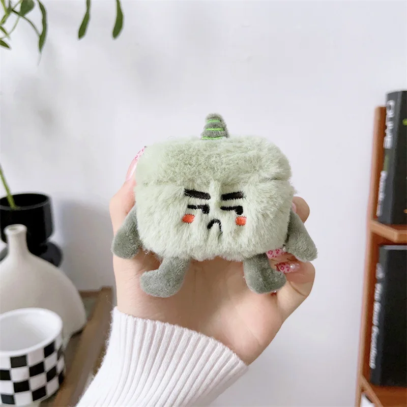 Funny Fluffy Fur Plush Cute Cartoon Monster Earphone Case for Airpods Pro 4 3 2 1 Headset Protective Cover For Air Pods Pro 2 view 4