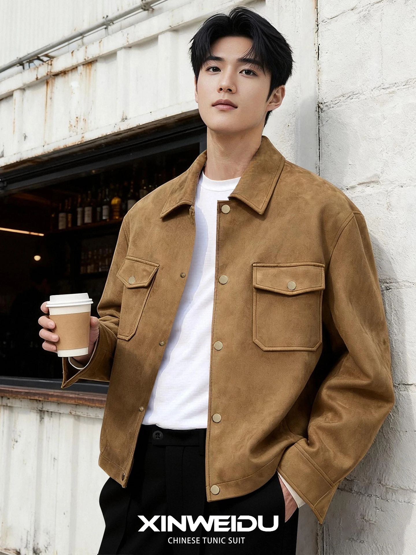 

Новый размер, мужская повседневная рабочая одежда, куртка, осень-зима, свободное замшевое пальто, винтажное длинное пальто на пуговицах для поездок на работу