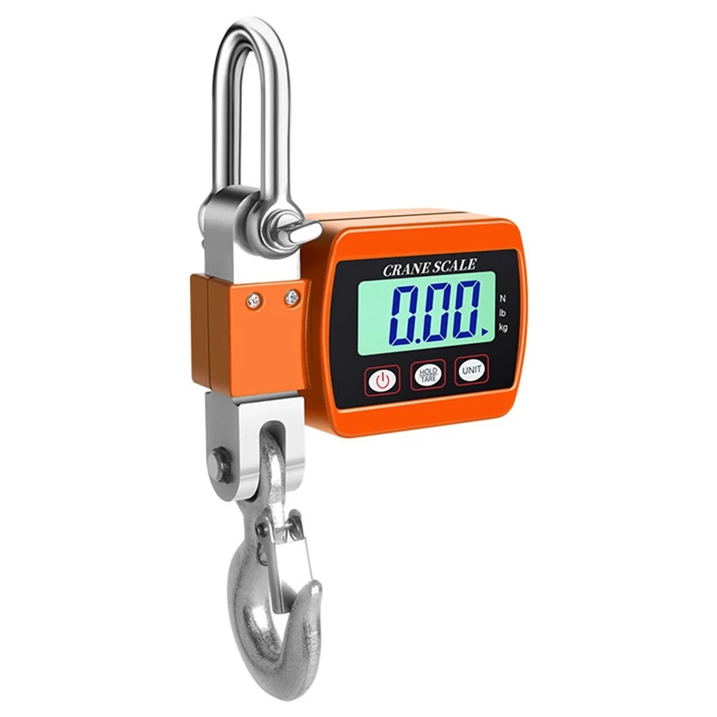 1100Lbs Digital Hanging Crane Scale, 500Kg Heavy Duty Scale For Construction Factory Building Hunting Durable Orange