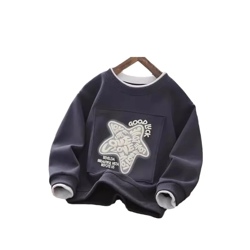 Boys Stars Cotton Hoodies, moletons, Tops, Outwear esportivo, presente de Natal, roupas infantis, primavera, outono, 2024