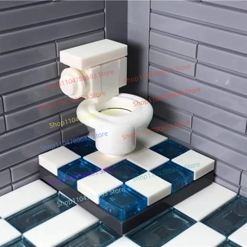 MOC Nieuwe Mini Pop Bouwsteen Accessoires Toilet Toilet Interieur Decoratie Meubels Speelgoed Ornamenten Splicing Vakantiegeschenken