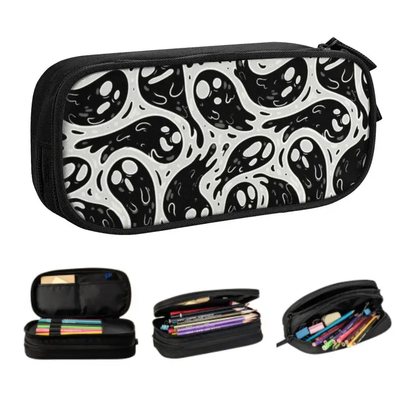 

Halloween Spooky Ghost Cute Pencil Cases Boy Girl Large Capacity Occult Witch Pencil Bag Pouch Students Stationery