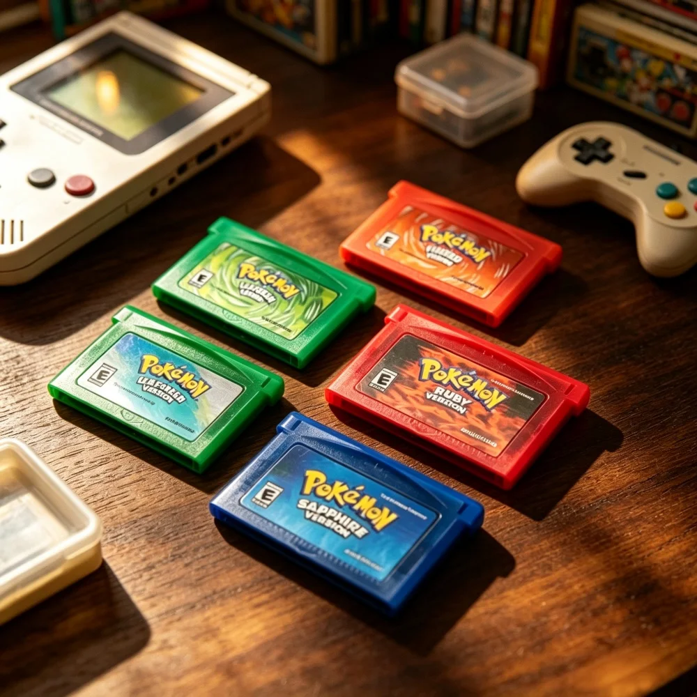 USA Pokémon GBA Game Cartridge FireRed LeafGreen Ruby Sapphire Emerald Snakewood Clover Game Boy / GBA SP / NDS / NDSL