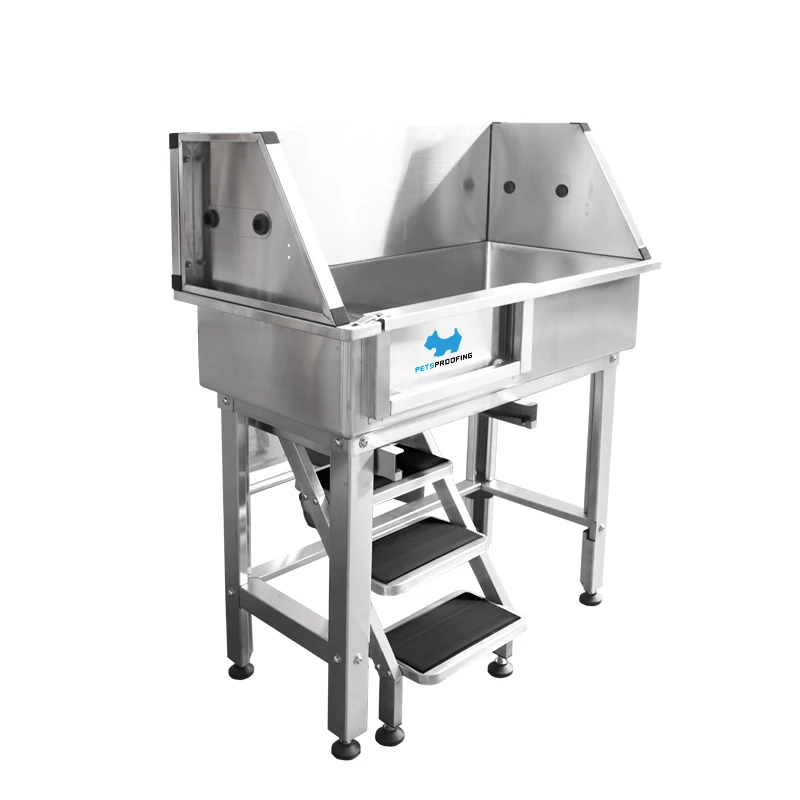 

For Luxury Stainless Steel Bathtub for Small/Medium Dogs Four-Step Staircase Non-Slip Eco-Friendly Pet Grooming Bath