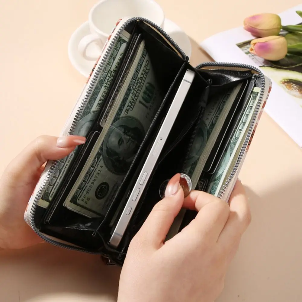 Bohemian Style Long Wallet PU Leather Large Capacity Coin Purse Waterproof Multi Card Slots Card Holder