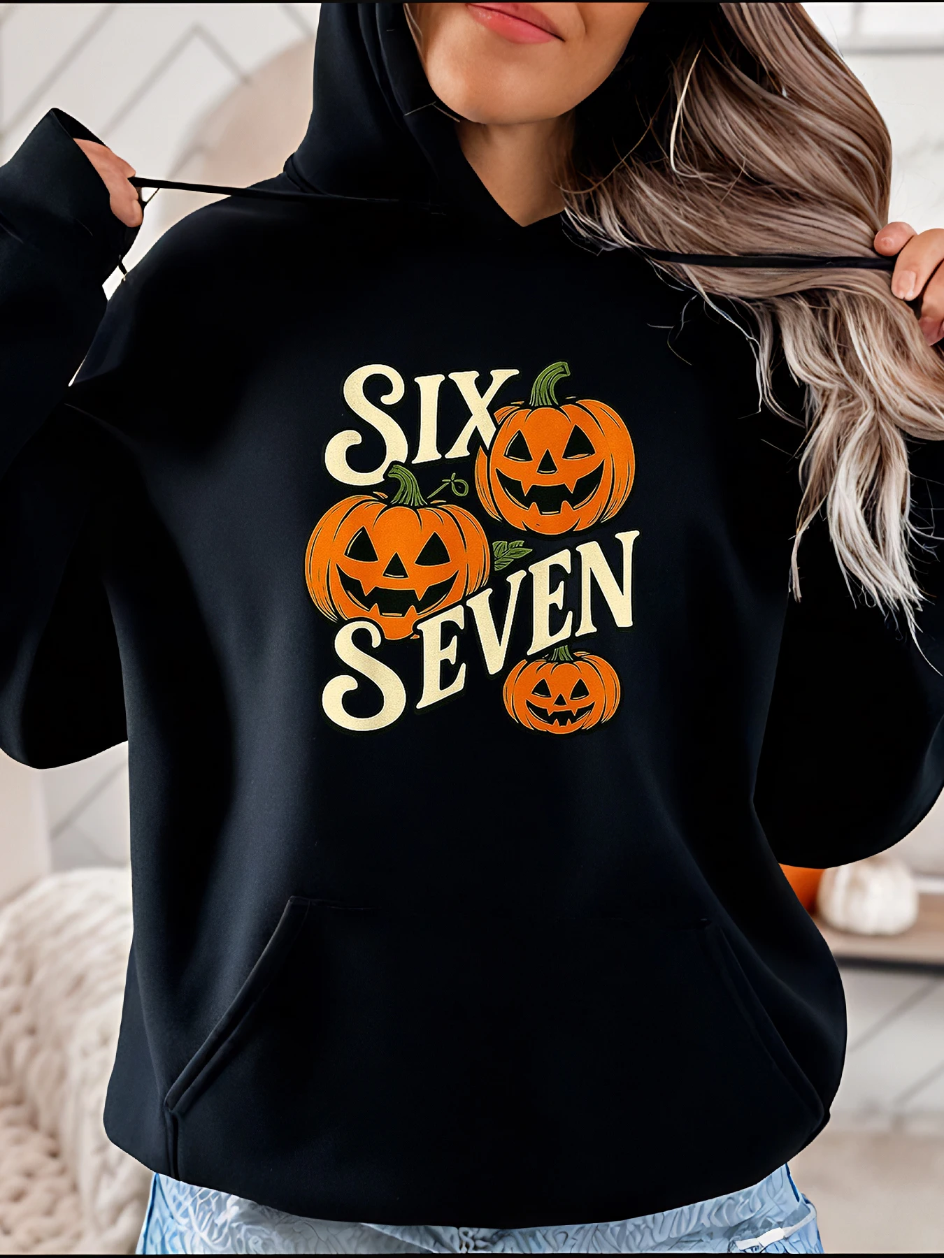 

Halloween Pumpkin Print Hoodie Women's Casual Sweatshirt Autumn Seasonal Costume Outfit for Women