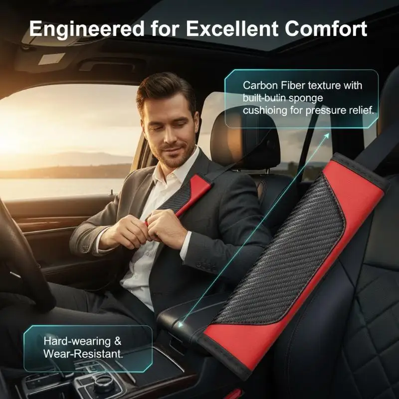 New 2Pcs PU Leather Safety Seat Belt Shoulder Cover Breathable Protection Padding Pad Interior Access Car Accessories