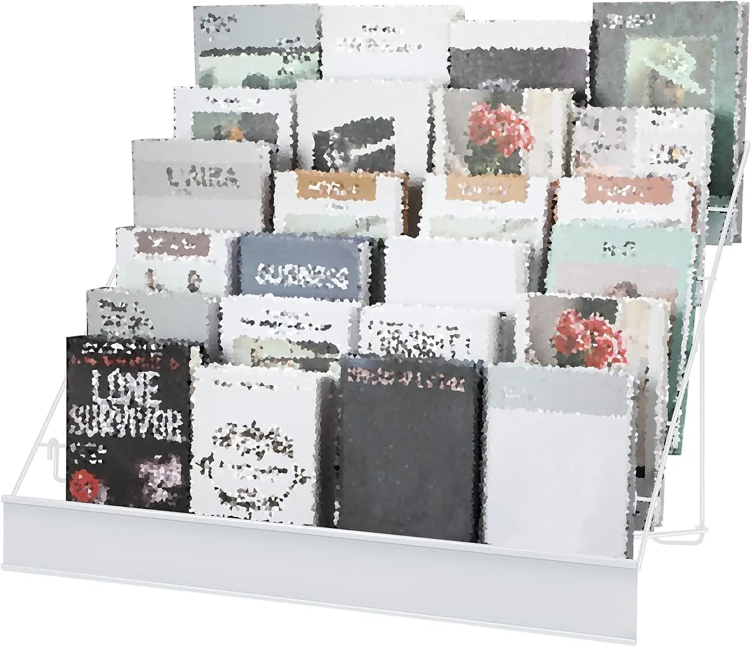 

6 Tier Wire Countertop Rack Magazine Display Stand Wide Tabletop Shelf for Books Brochures Greeting Cards (White)