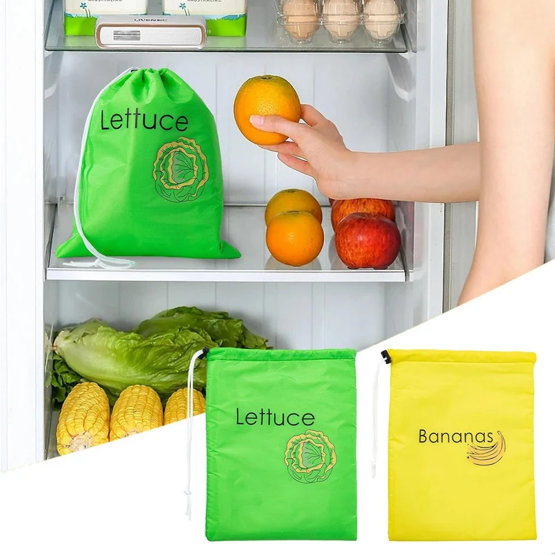 Food Preservation Bag Lettuce Banana Fresh-keeps Bundle Pocket Fridge Organizer Reusable Vegetable Fruit Storage Drawstring Bags