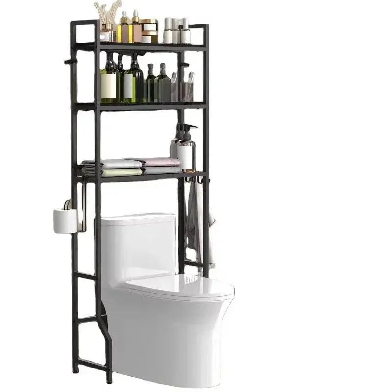 High Quality Bathroom Rack Storage 3 Layers Washing Machine Rack Free Standing Metal Toilet Rack Shelf