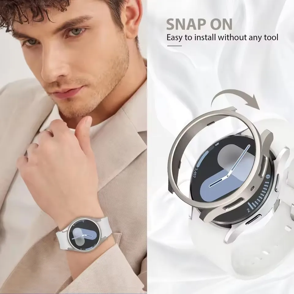 PC-Schutzhülle für Samsung Galaxy Watch 7, 40 mm und 44 mm, Zubehör, Rahmen, stoßfeste Schutzhülle, Galaxy Watch7, Smartwatch-Hülle. – Detail 5
