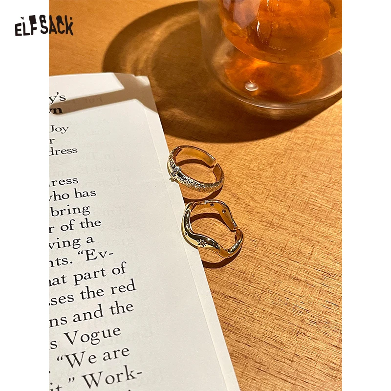 

ELFSACK 2025, осеннее новое поступление, элегантное минималистское тонкое кольцо из золота и циркония для женщин