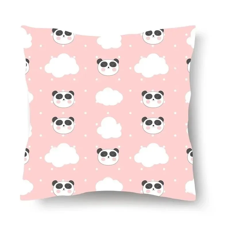Cute Clouds And Pandas Pattern Pillow Covers Pattern Cushion Cover Suitable For Sofa Bedroom Car Pillow Cover