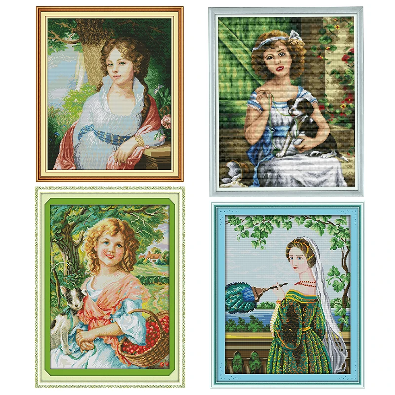Picking Fruit Girl Joy Sunday Kreuzstich-Sets, Muster, HD-gestempelt, 6/14/11 CT, gezähltes Stickerei-Handarbeitsset für Anfänger