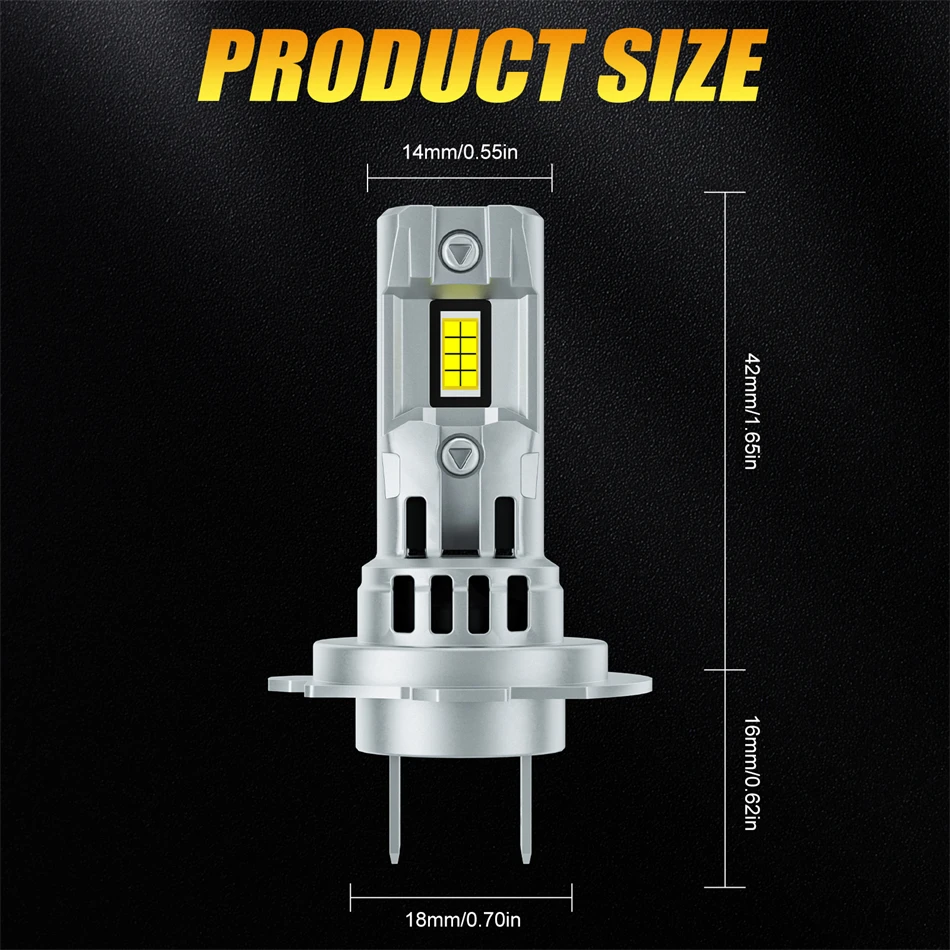 2Pcs Car H7 LED Headlight Bulb Mini Turbo LED High Low Beam 70W 6500K For Car Headlamp Auto Head Lamp H7 12V White view 6