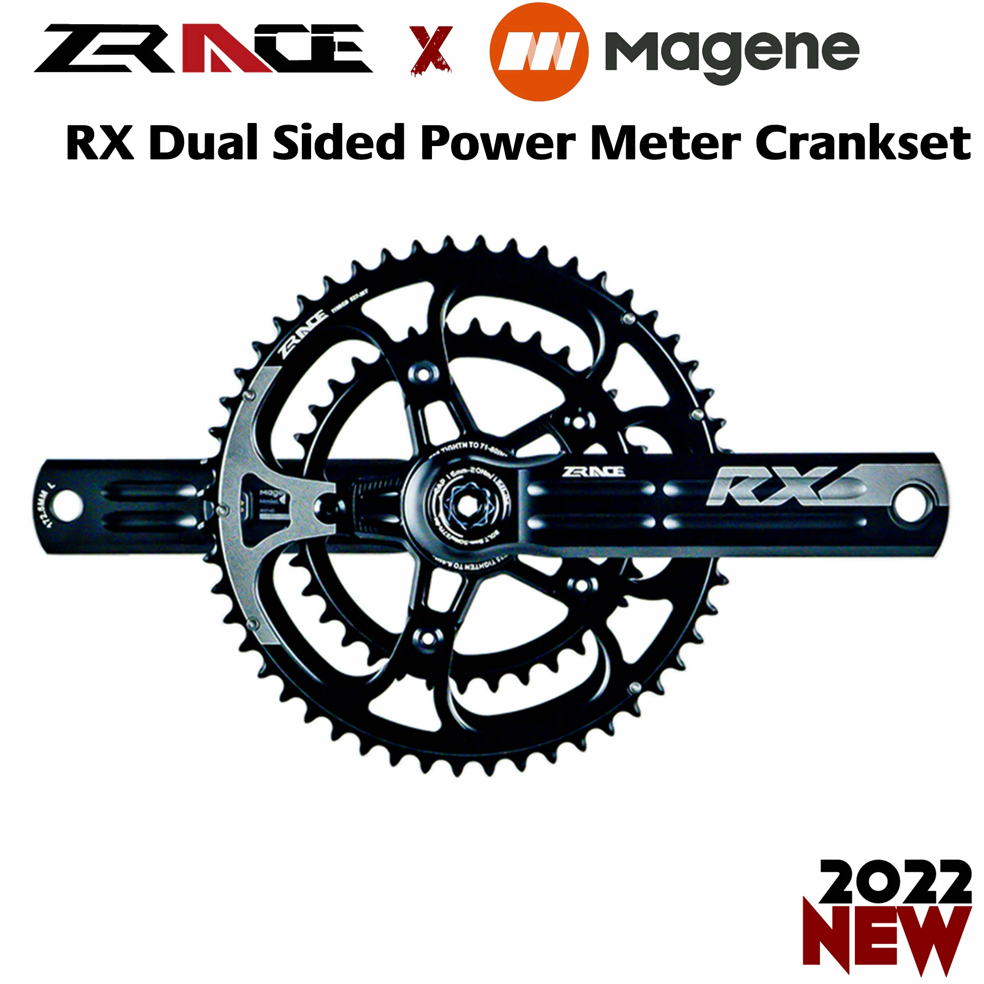 

ZRACE x MAGENE RX Dual-Side Power Meter Crankset, 1/2 x 10/11/12s, 165mm/170mm/172.5mm/175mm, Dual Sided Power Meter Crankset