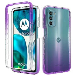Candy Color Transparent Case for Moto G52 / Motorola G82 Shockproof Protection Hybrid Shell 2IN1 Dual Layer Back Cover