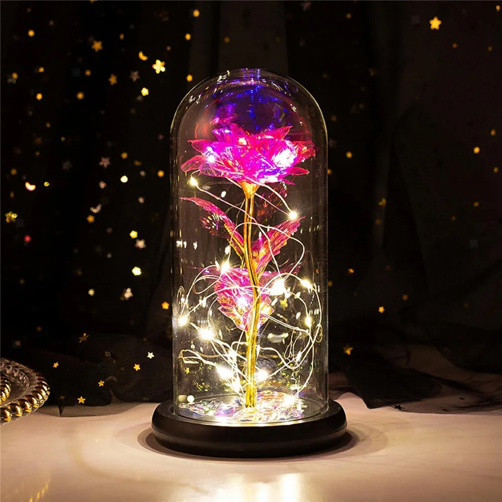 LED Enchanted Rose Light Artificial Plastic Flower In Day of