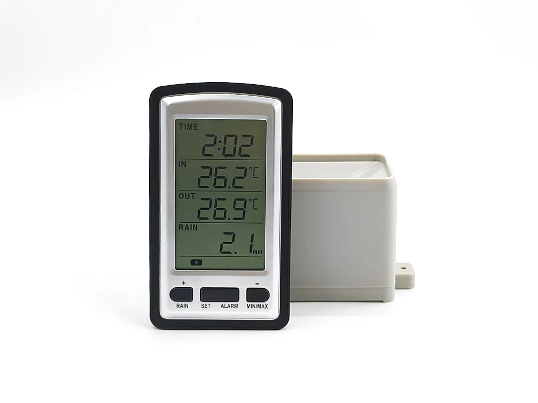 MISOL 1 UNIT of Wireless Rain Meter w Thermometer, Rain Gauge Weather Station for In/Out Temperature