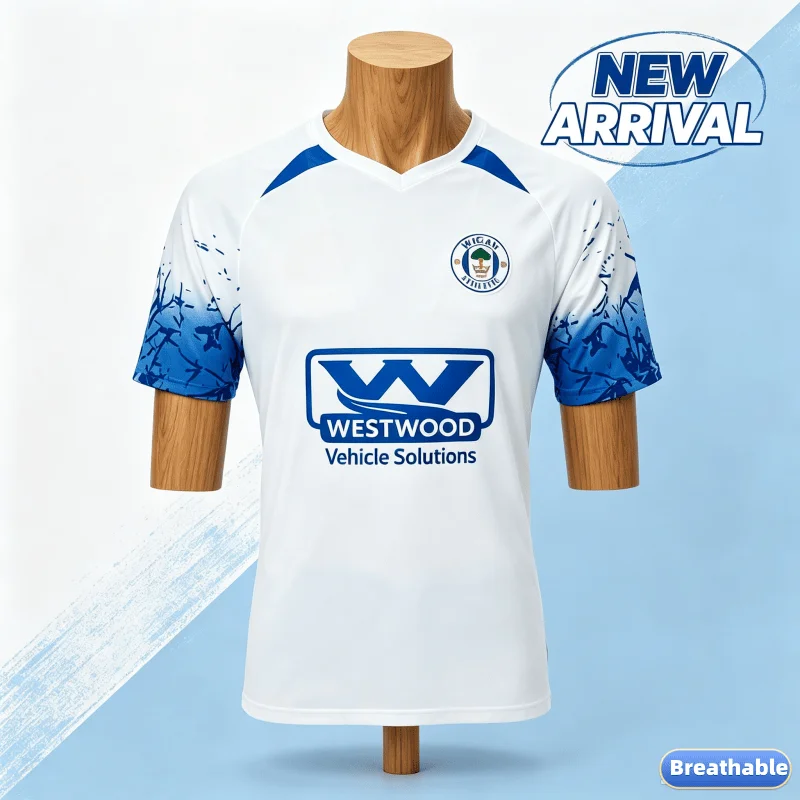 England Wigan Athletic FC Football Jersey 2026 Unisex Short Sleeve Quick Dry Soccer T-shirt, Breathable Sports Team Tops Summer