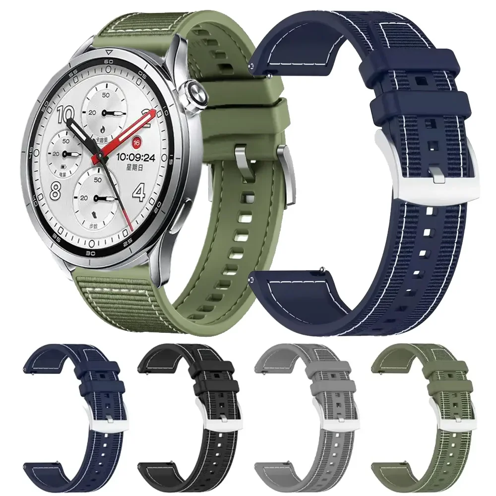 22mm Nylon Composite Silicone Strap for Xiaomi Watch 5 S5 S4-3 Bracelet Oneplus Watch 4 3 2R Lite Band OPPO Watch S X3 X2 4 Pro