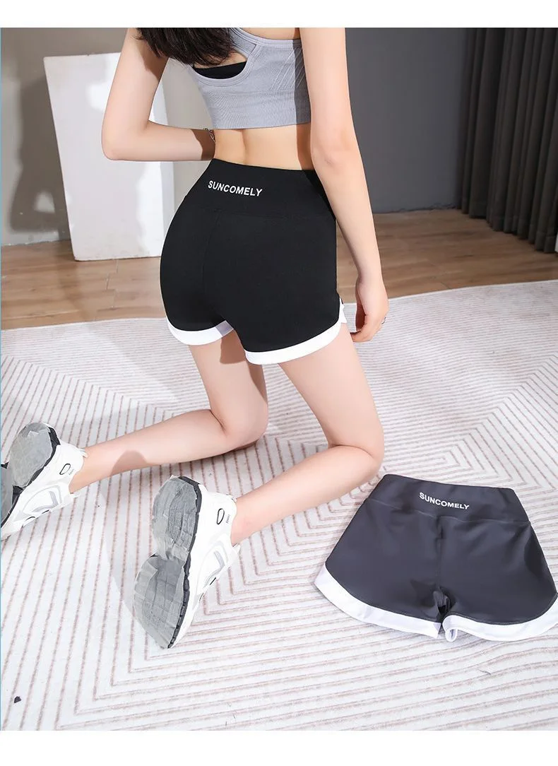 شورت يوجا رياضي للسيدات بخصر عالٍ، رفع الورك، اللياقة البدنية، الجري، ركوب الدراجات، شورت ثلاثي النقاط، شورت يوجا نسائي سريع الجفاف