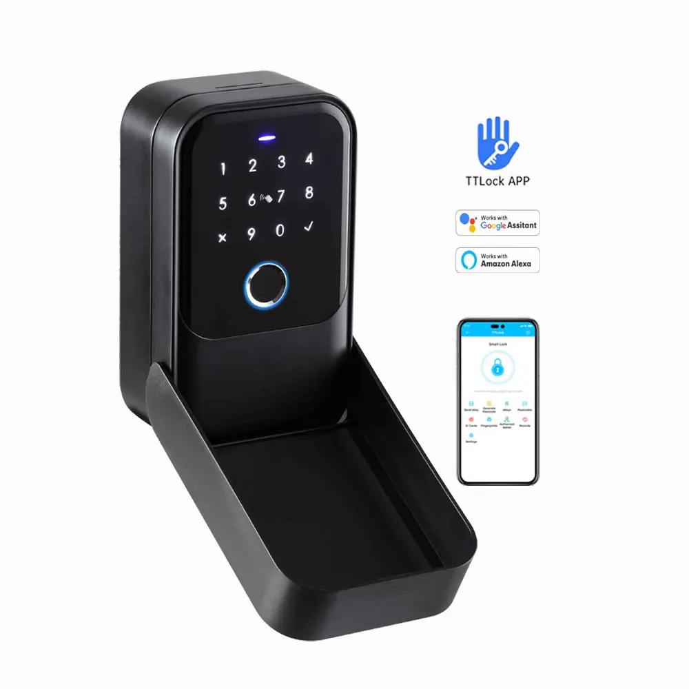 Outdoor Waterproof Finger Print Lock Box Combination Key Safe Box TTlock App Unlock Key Box Key Card Nfc