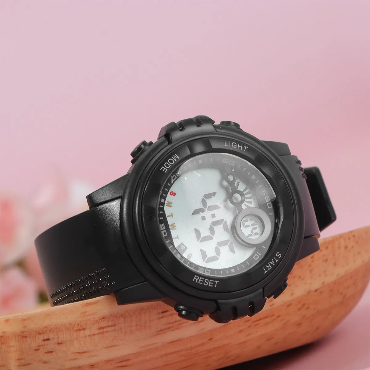 1Pcs Waterproof Sports Watch Digital Luminous Outdoor Multifunctional Adjustable Band Stainless Steel Buckle Black