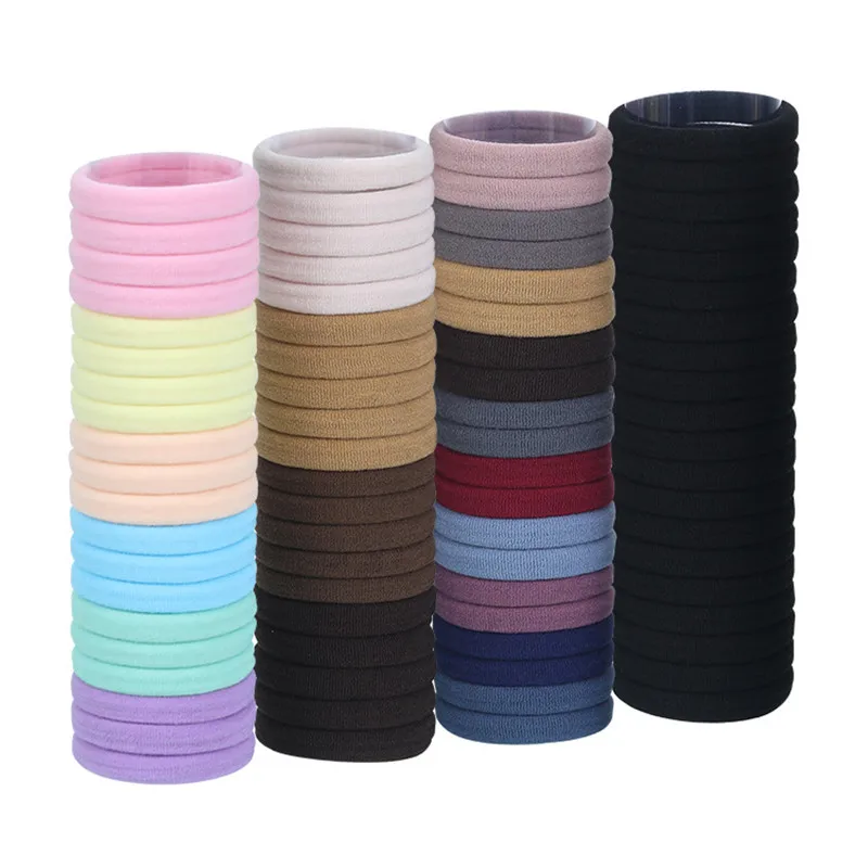 50/100 Stück Damen-Haaraccessoires 4,5 cm Mittelgroße Einfache Haargummis Basis-Edition Schonende Haarbänder Mädchen Elastische Haargummis – Detail 7
