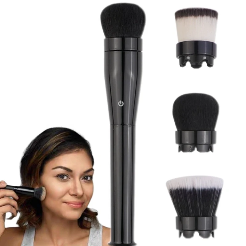 New 3in1 Vibration Makeup Brush 360 ° Automatic Rotation for Quick Face Makeup Powder Blush Electric Applicator Cosmetics Tools