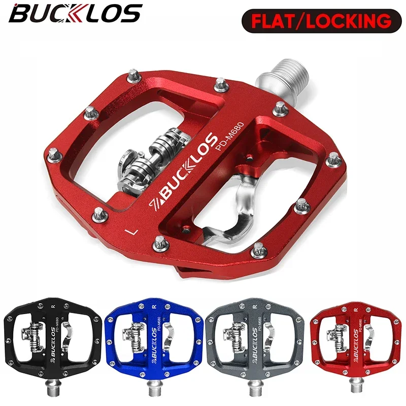 

BUCKLOS Mtb Pedals for Bicycle Clip MTB Dual Function Pedal Platform Lock Flat Non-Slip Mountain Bike Pedal Fit SPD Bicycle Part