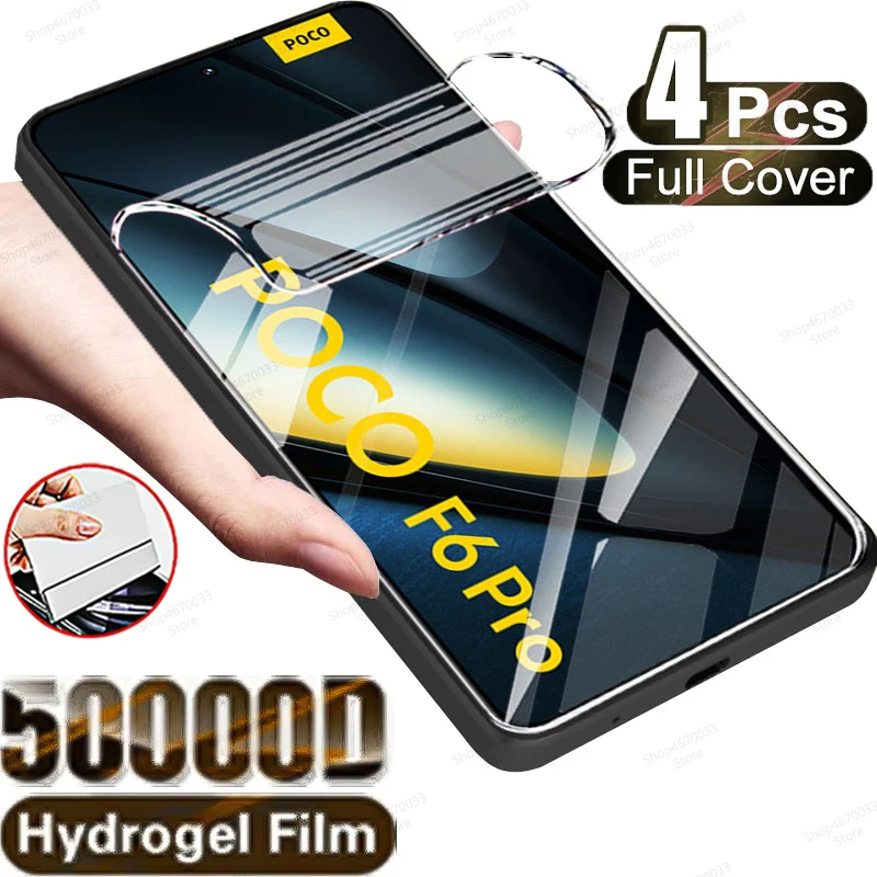 4PCS Hydrogel Film For POCO F6 F5 M6 X6 Pro C75 C65 Screen Protector For POCO X3 X5 X4 Pro C40 X3 NFC Phone Accessories HD Cover