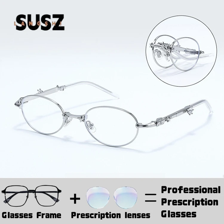 LS-SUSZ GMPocket Foldable Myopia Prescription Glasses Women Ultralight Anti Blue Light Reading GlassesCustom Progressive Eyewear