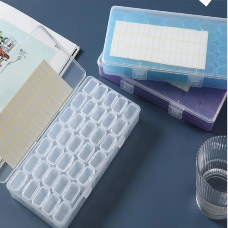 Pill Box Organizer Plastic Storage Container Portable Medicine Case Weekly Pillbox Hat Nail Art Decoration Storage Case Box