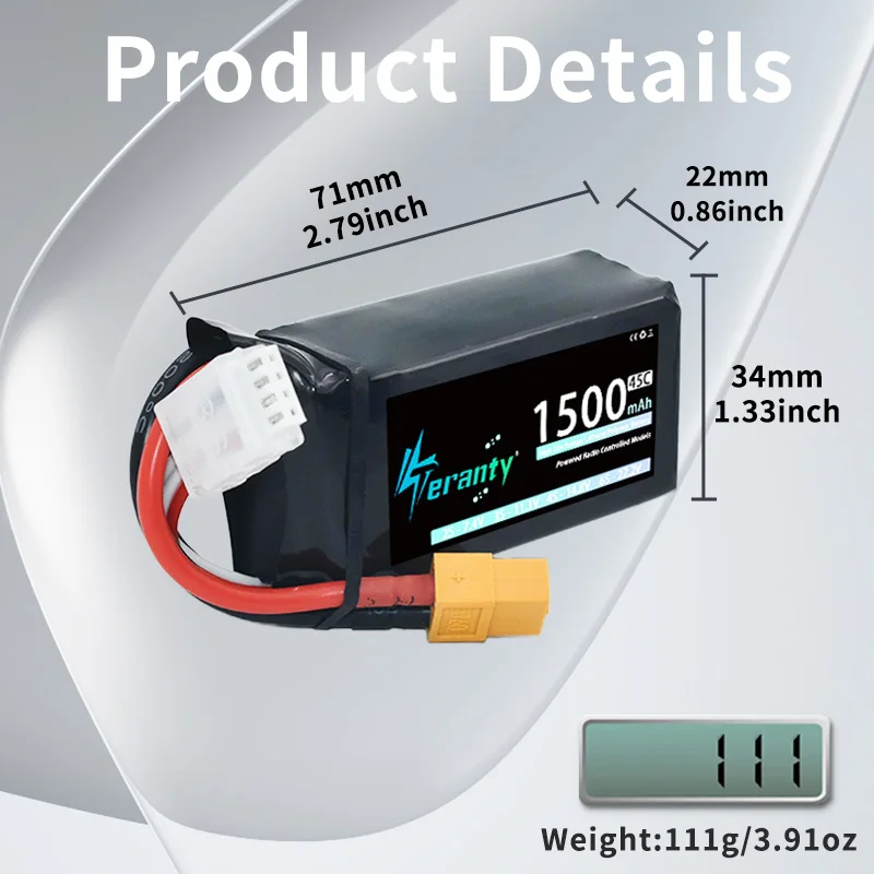 1/2 قطعة TERANTY 3S 1500mAh قليل يبو بطارية 11.1 فولت 45C مع T/XT30/XT60 المكونات ل RC سيارة شاحنة الطائرة بدون طيار طائرة FPV RC هواية أجزاء