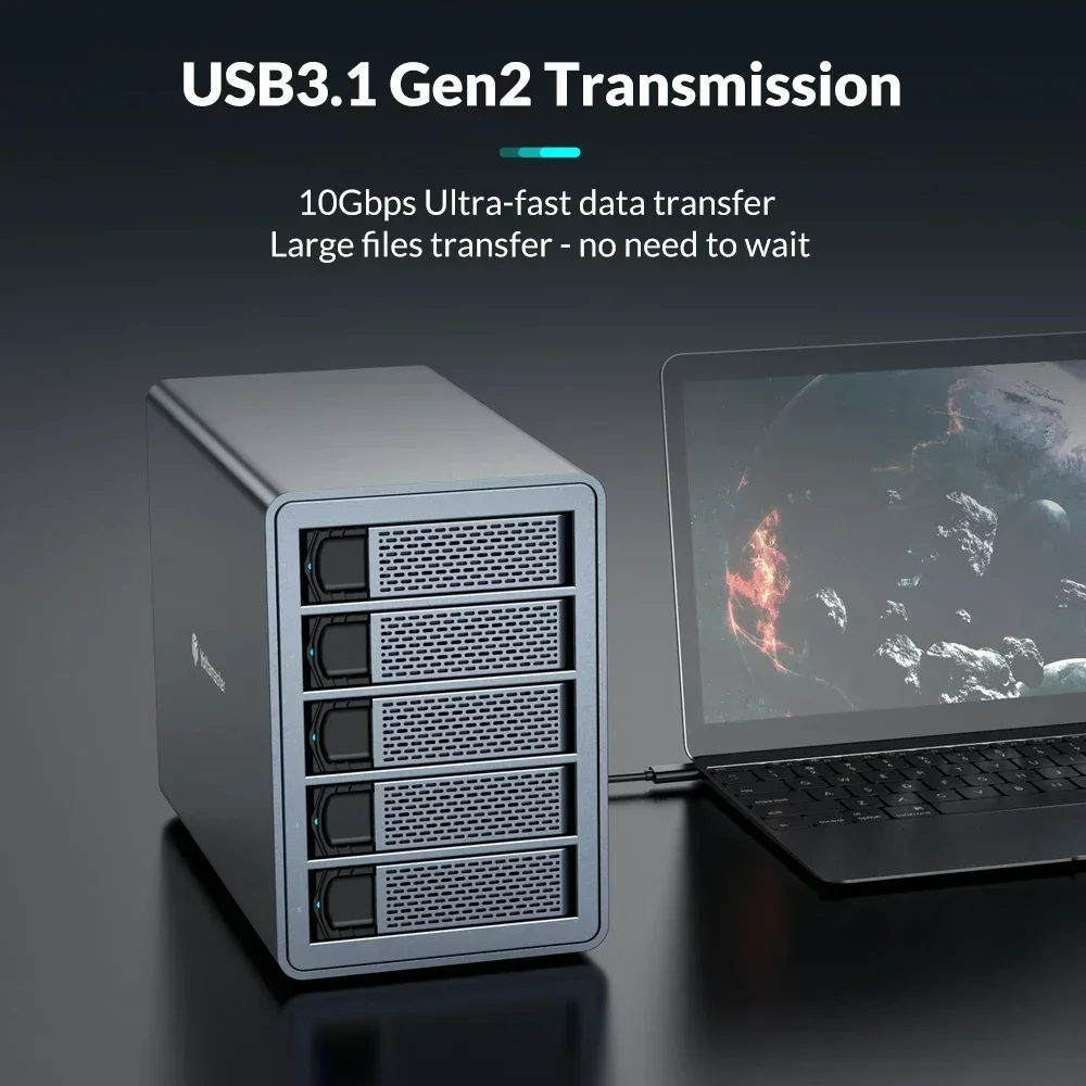 Yottamaster FS5C3 5Bay USB USB3.1 (GEN2) Type-C JBOD Hard Disk Enclosure Compatibility 2.5/3.5\