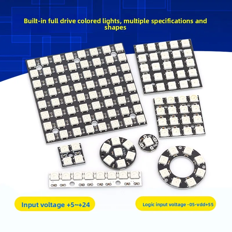 WS2812 5050 RGB LED Strip Built-in Driver - Round/Square Multi-Shape Multi-Size 1/3/4/7/8/16/25/64-bit Square / Round