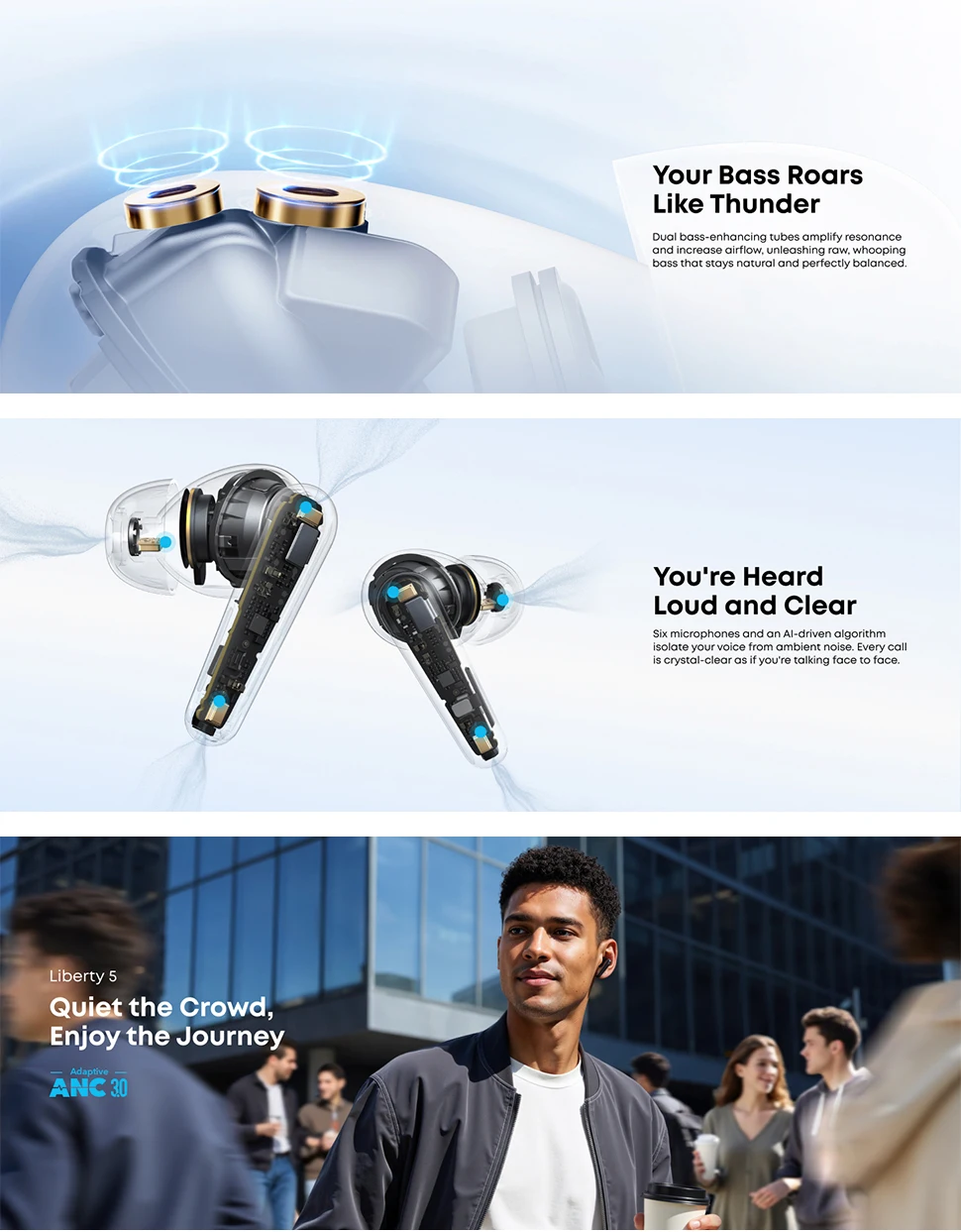 Soundcore by Anker Liberty 5 Noise-Cancelling Wireless Earbuds ANC 3.0 Earphone Bluetooth 48H Wireless Bluetooth Headphones