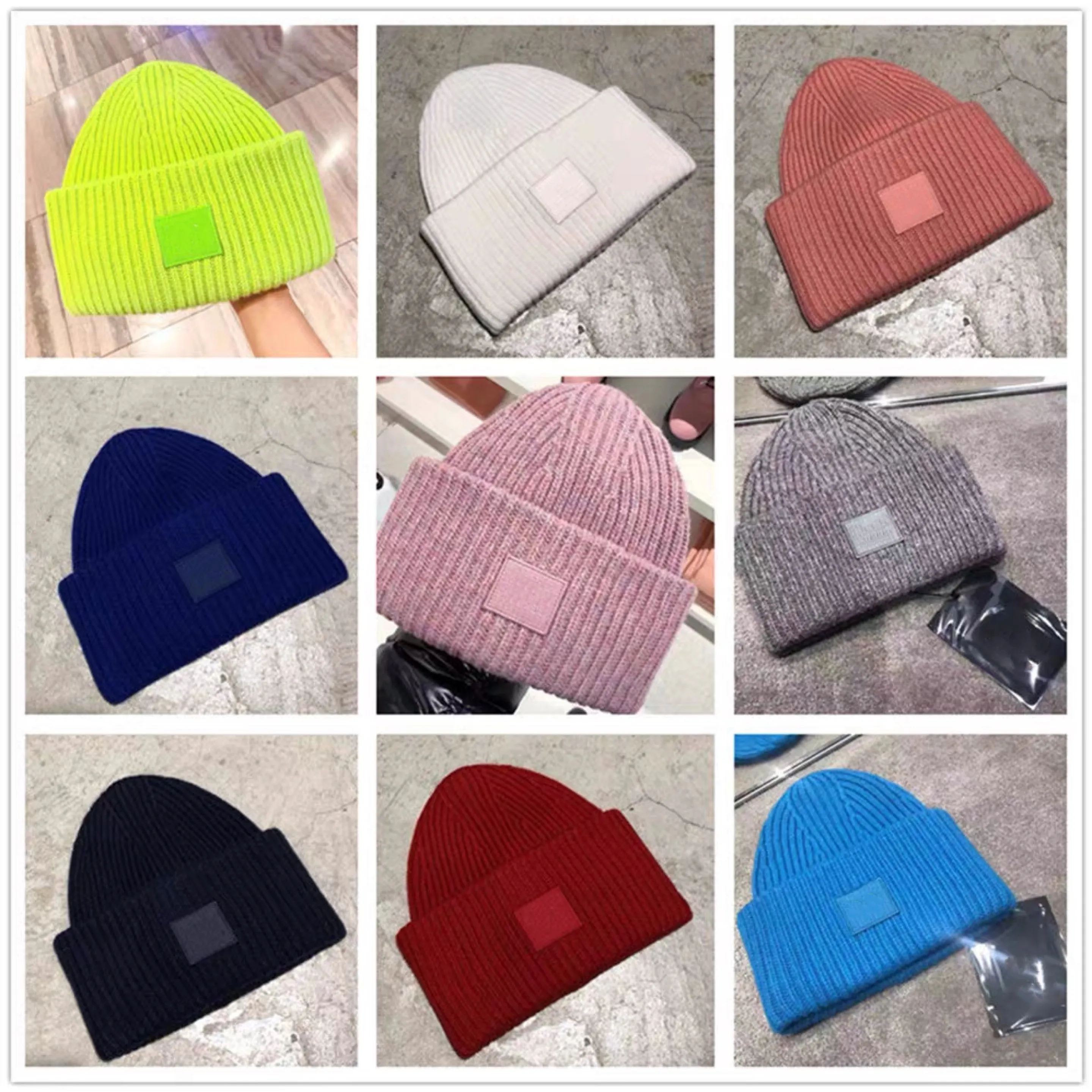 2025 AC Winter Beanie Couple Letter Cloth Knit Soft Triple Fold Thick Warm Hat Outdoor Sport Cold Cap Ins Popular Colors Hat