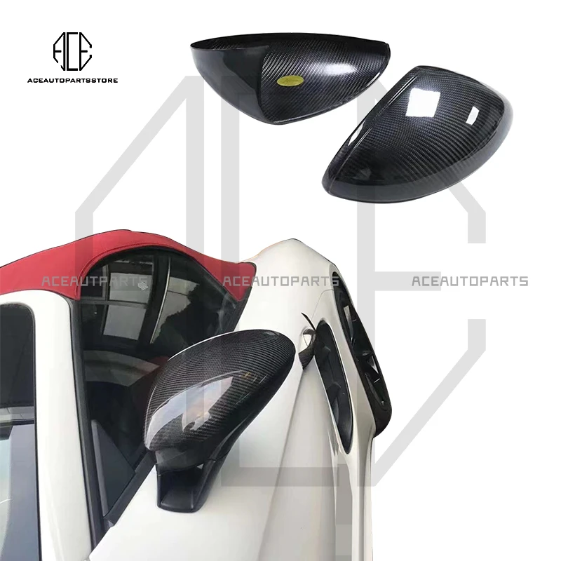 

2pcs Real Carbon Fiber Mirror Cover Housing Caps Fit For 2016-2021 Porsche 718 Boxster Cayman LHD & RHD