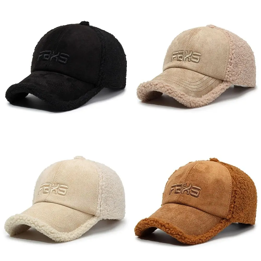 

Fashion Warm Baseball Cap Personality Letter Embroidery Lamb Wool Baseball Cap Windproof Cotton Hip Hop Party Caps Winter