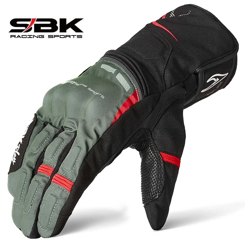 SBK Winter Motorcycle Gloves Windproof and Warm Drop-proof Thickened Velvet Moto Gloves Men's and Women's Knight Full Finger