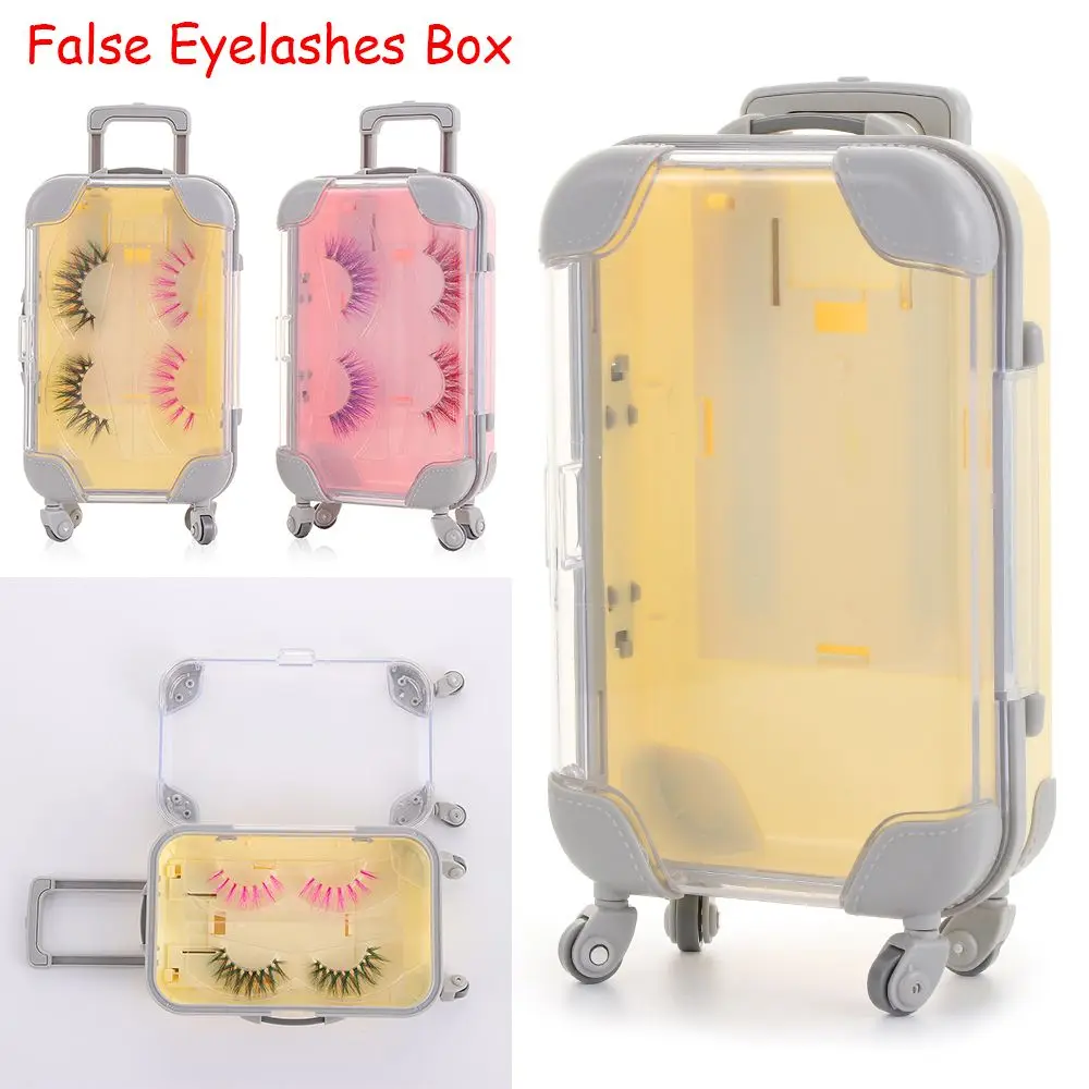 New Design Multicolor luxury mink lashes Plastic Makeup Tool suitcase box luggage False Eyelashes Box Eyelash Package