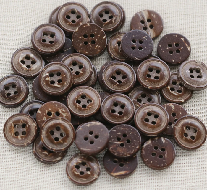 50pcs/lot Size: 12.5mm (0.50 inch) Round Natural Coconut 4 holes Button Design Buttons Sewing Accssories (SSA-901)
