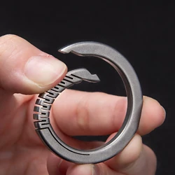 Super fine TC4 Titanium Ti round keychain snap non spring Lock quick release Carabiner shackle leather link Key ring  EDC DIY