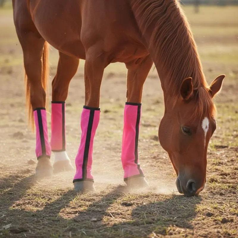 4 Pieces Horse Leg Wraps Breathable Horse Fly Boots Mesh Fly Leg Wraps Promotes Ventilation Equestrian Supplies Lightweight