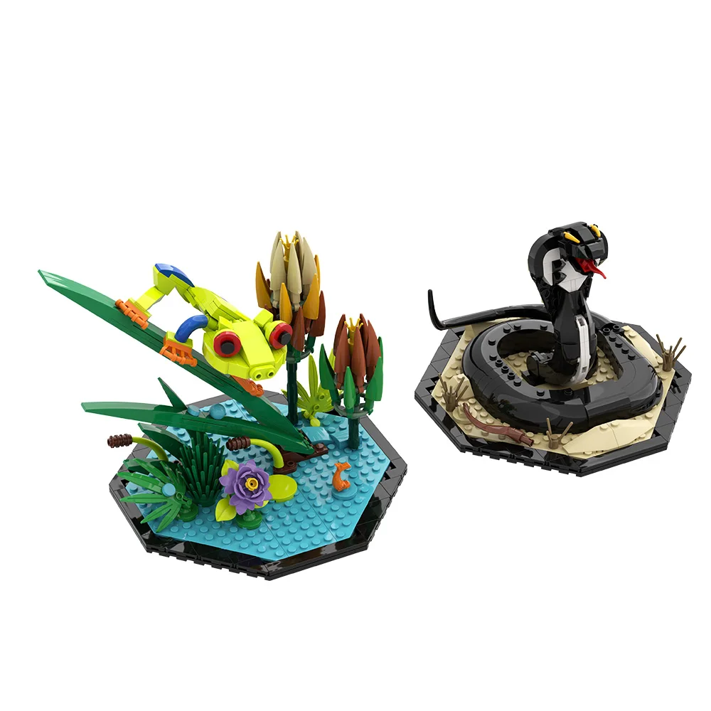 

Gobricks MOC Amphibians Building Blocks Model Creative Black Snake and Lizard Bricks diy Assembled Toy Children Gift