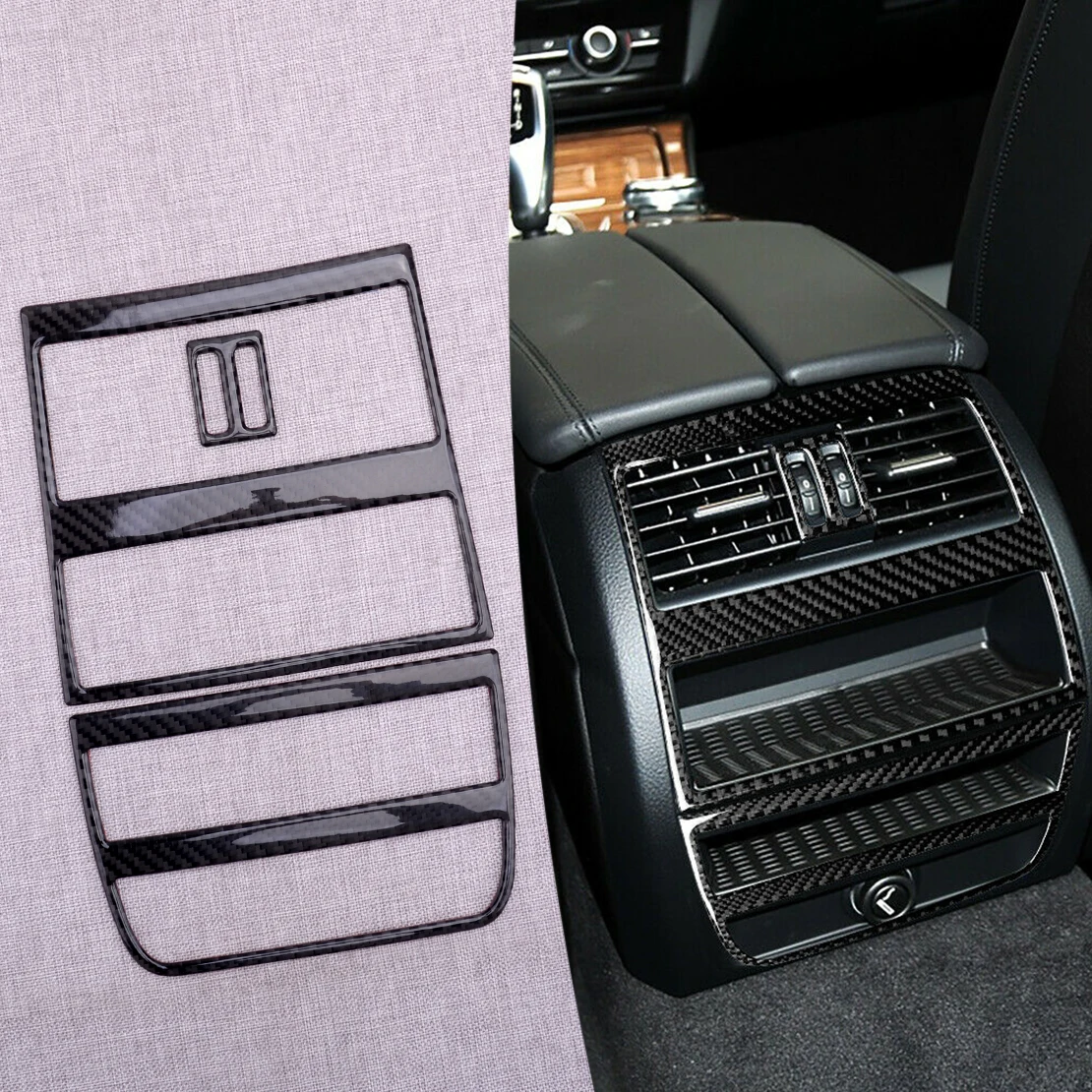 

Car Carbon Fiber Rear Air Vent Outlet Trim Cover Set Fit for BMW 5 Series F10 2011-2017